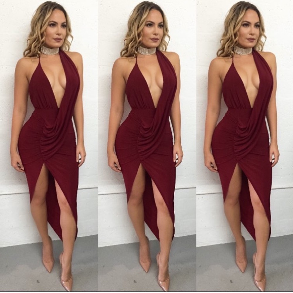 BURGUNDY SEXY DRESS